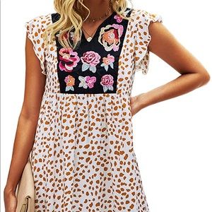 Leopard Dress Bohemia Sleeveless Flowy Loose Doll